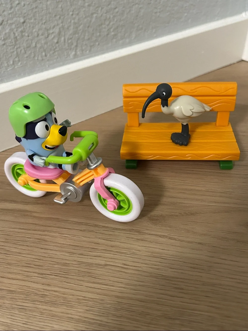 Kids Bluey Bike Playset with Bench and pet-Bluey & Bicycle Figure Set Vehicle